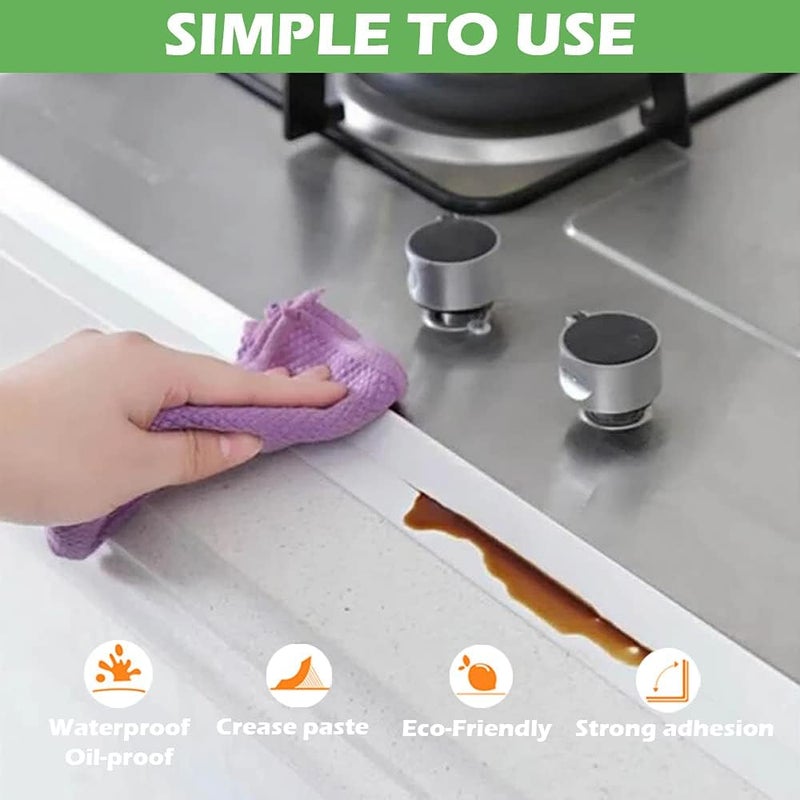 UIOCSSC 2 Pack Caulk Strip, 1.5" x 10.5Ft PVC Self Adhesive Caulk Tape, Sealing Waterproof Silicone Tape for Bathroom Bathtub Kitchen Toilet Wall Windows - Image 3
